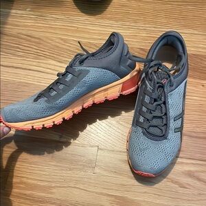 Gray and Orange Asics Shoes